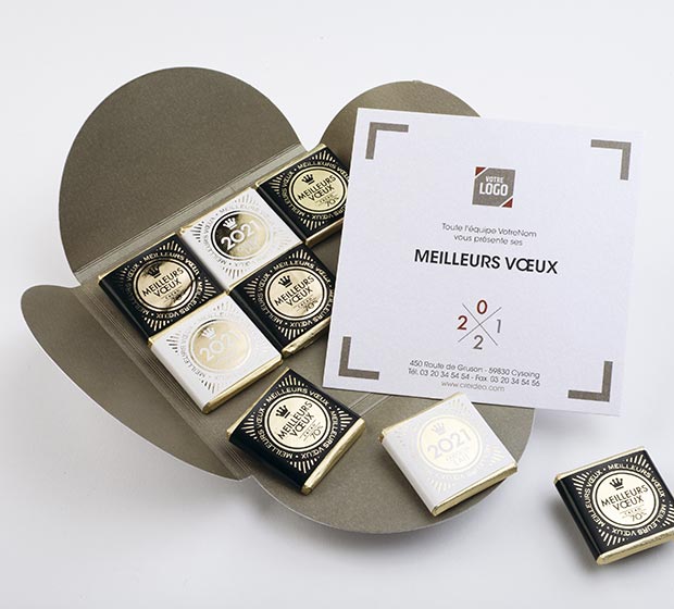 Carte de vœux chocolat 9 CHOCOLATS de CREIDEO est la carte idéale pour souhaiter les meilleurs vœux ...