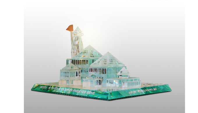 Bring divine blessings into your home with this beautifully crafted Crystal Ram Mandir Showpiece. De...