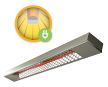 An aesthetically pleasing infrared heater suitable for terraces, conservatories or patios. Also an e...