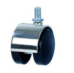 Roulette double en nylon chape acier à Tige filetée