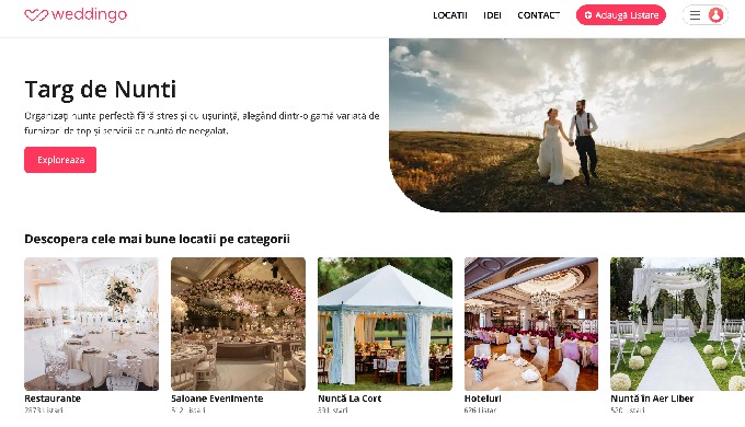 Weddingo.ro este o platformă online dedicată organizării nunților, unde furnizorii de locații pentru...