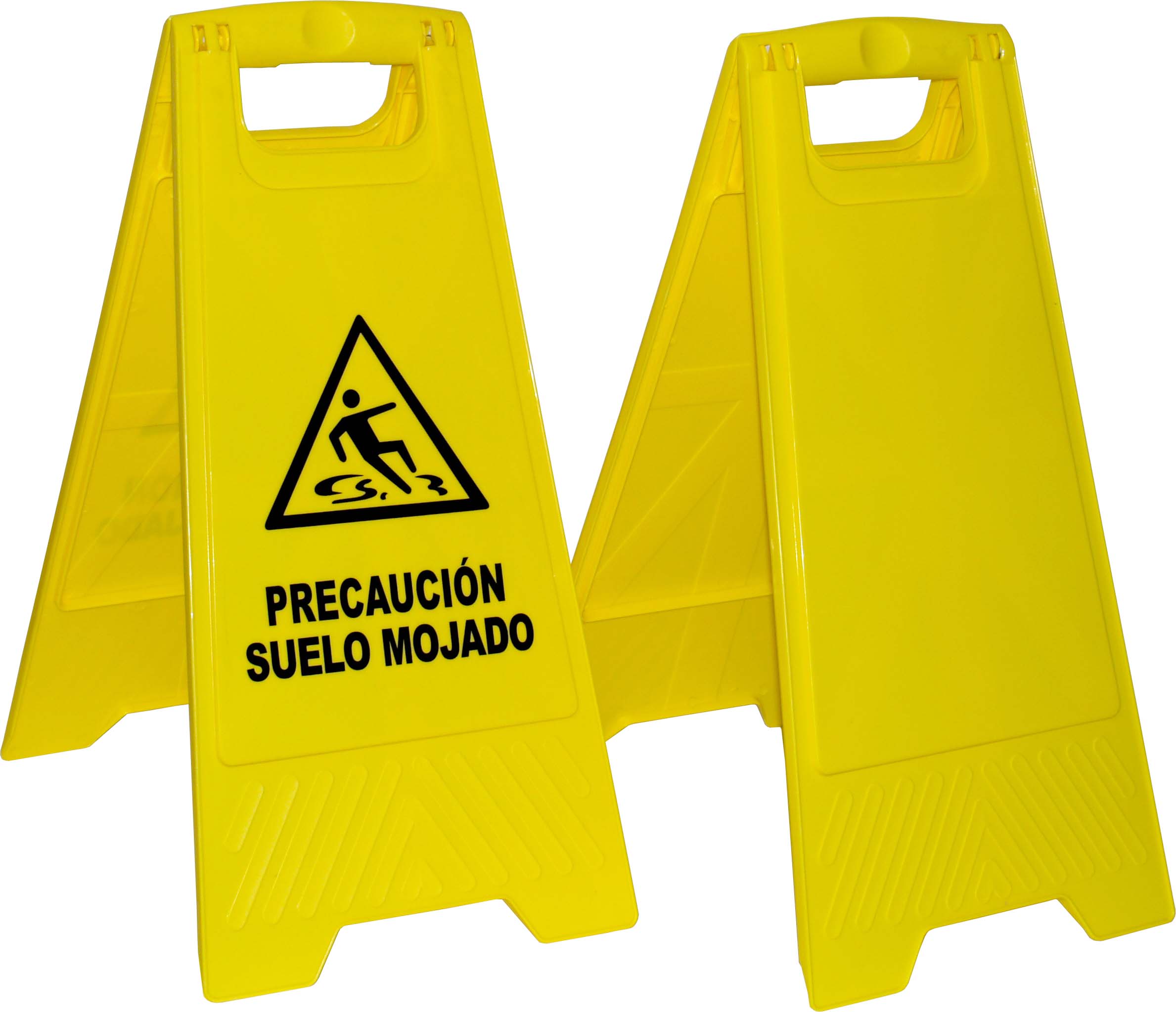 Paneles de precaución suelo mojado fabricados en PVC amarillo muy resistente. Con o sin serigrafía y...