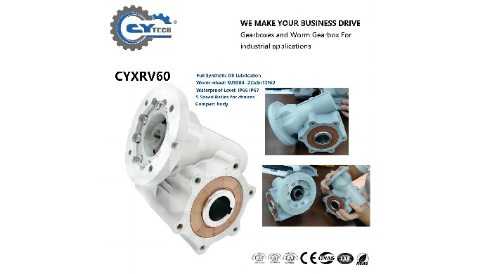 CHENYUE Waterproof Small Worm Gearbox for Car Washing Machine CYXRV60 Speed Ratio from 10:1 to 30:1