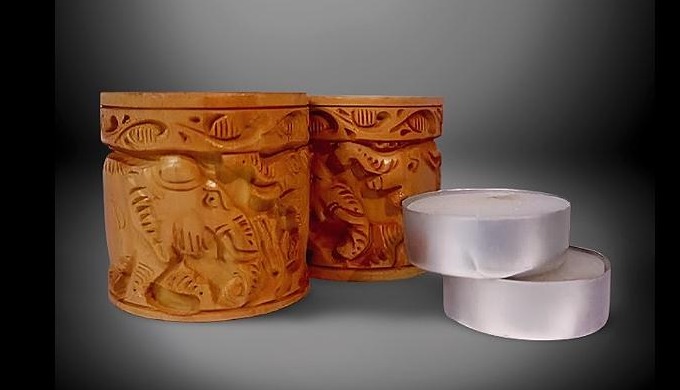 Promotional business gifts. Item code: AKI065. Wooden, hand carved, holders for tealight candles. He...