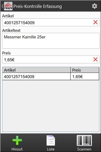Eingabe ArtikelAnzeige Artikelinfo mit Artikeltext und PreisEingabe Preis (laut Preisschild)Anzeige,...