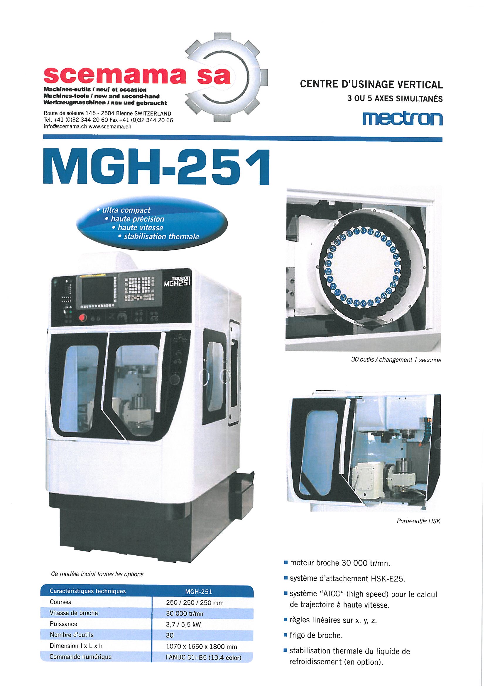 Vertrieb MECTRON Bearbeitungsmaschine mit 3 oder 5 Achsen