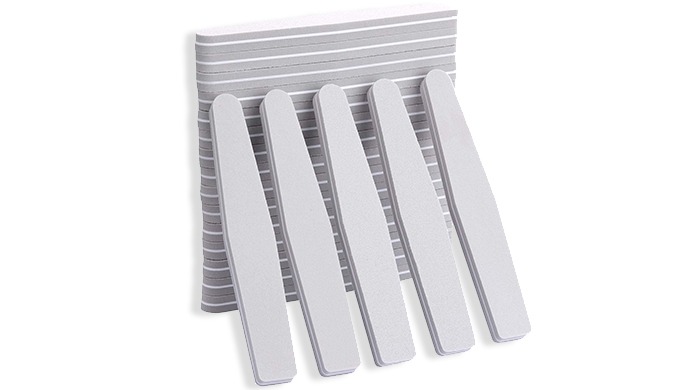 Double-sided nail file designed for precise shaping and smoothing. Features different grit textures ...