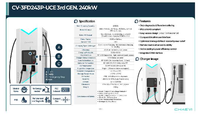 Premium 3rd Generation 240kW high-power DC ultra-fast charger engineered fo...
