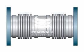 Expansion joints with two sets of convolutions, capable of absorbing axial and lateral movement.