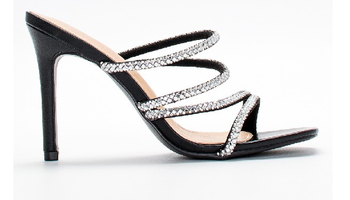 Monochrome mules, with thin straps decorated with small rhinestones for highly impressive looks.