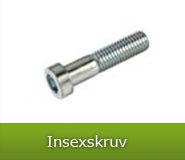 Insexskruvar med cylindriska, försänkta, kullriga och med låga skallar har vi i vanligtvis stål 8.8,...