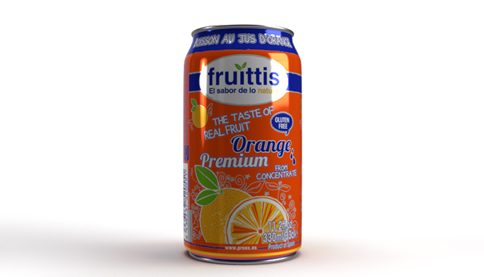 Fruittis Bebida de Naranja en lata. 33cl.