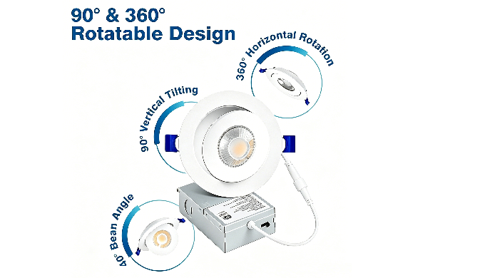 Specification-grade 4-inch gimbal canless LED recessed downlight engineered for professional residen...