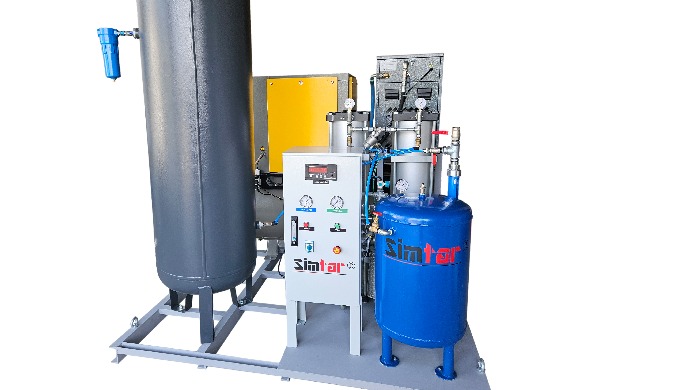 SNE-20 model nitrogen generator, 7.5 kw screw type compressor, and 500 lt nitrogen storage tank are ...