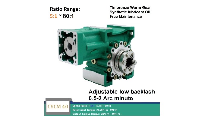CHENYUE Adjustable Backlash High Precision 0.5-2 Arcminute Worm Gearbox CYCM40 Free Maintenance Output Way: AB