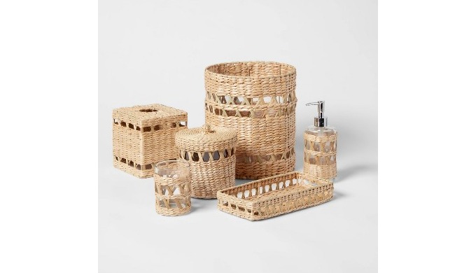 1. Product Feature The collection includes a toothbrush holder, lotion/soap pump, tissue cover, rect...