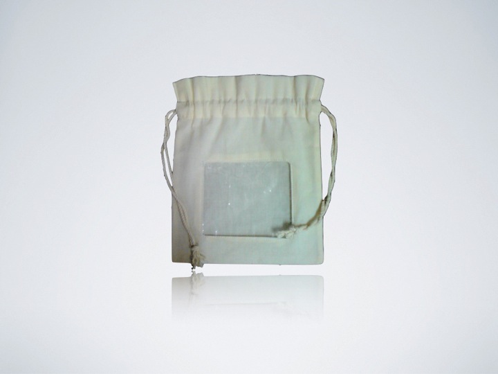 Eco-friendly pouches made from 100% regular Cotton fabric,with window made from bio-degradable plast...