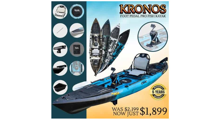 Orca Kronos Foot Pedal Kayaks Package Includes: 1x Orca Kronos Kayak 1x Removable Super Light Weight...
