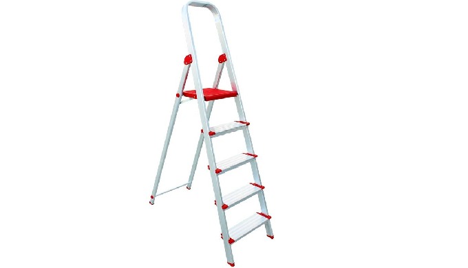 DOMESTIC LADDER WITH PLATFORM AND WIDE STEP