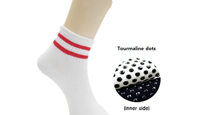 Far infrared dots on the inside sole of the socks offer the constant stimulation to thousands of ner...