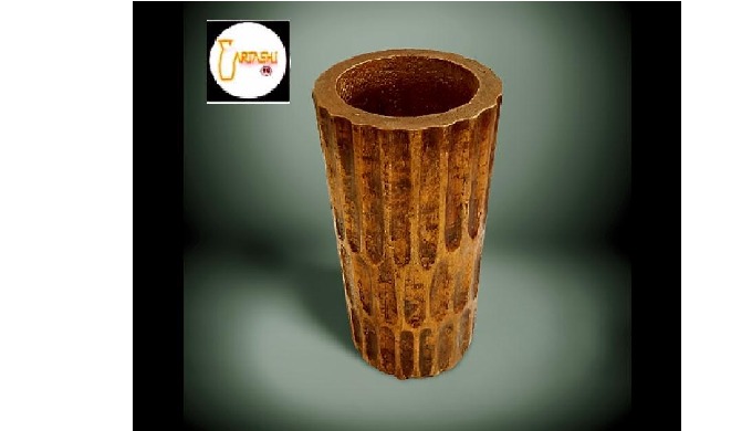 Vase decoration. Item code: AHV902. Vase wood handmade. Hand carved flower vase in golden brown fini...