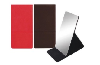 Simple Folder Mirror Size : 56x7x90mm Material : PU, Stainless steel, Magnet Color : Red, Brown, Bla...