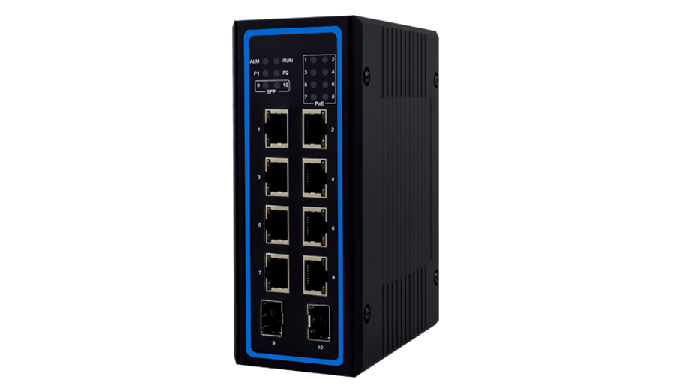 Industrial 10-port unmanaged 24V PoE Gigabit Switch with voltage booster (12~57V) The EHG6410 model ...