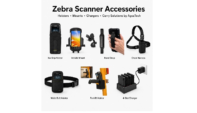 AgozTech offers a broad range of accessories compatible with Zebra mobile computers and barcode scan...