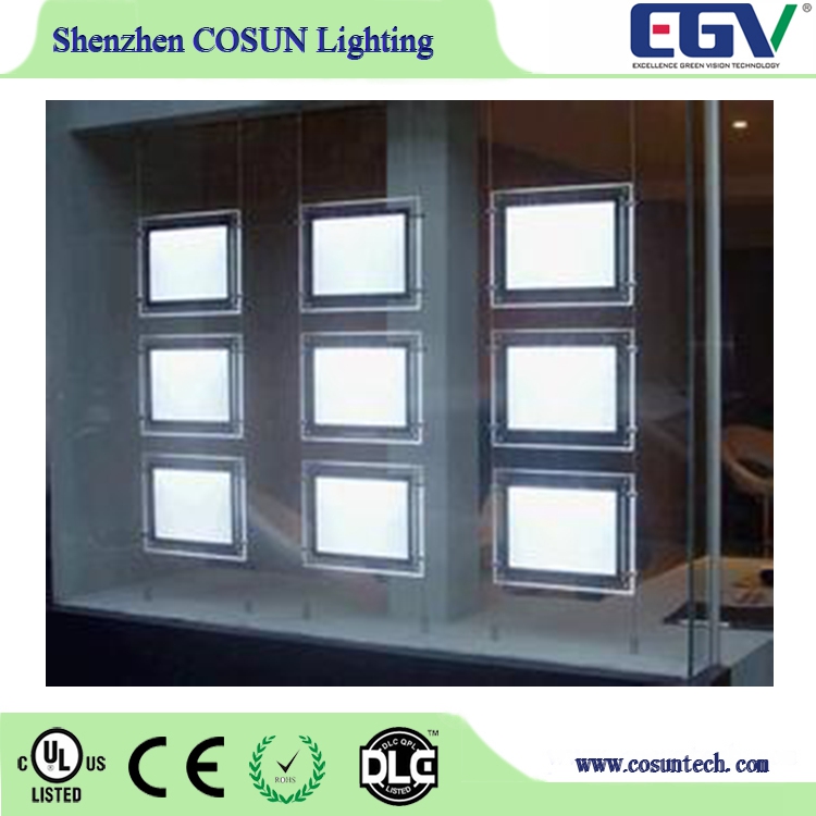 Ultra Thin LED Crystal Slim Light Box, Suspend Hanging Windows Display