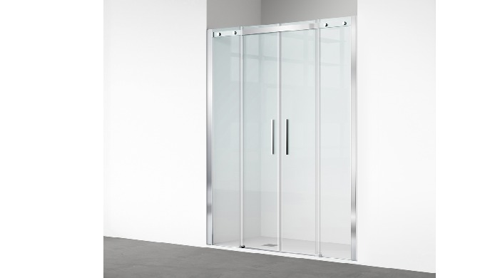C24 walk-in shower screen with 8mm tempered safety glass (EN 12150). Sleek fixed panel with polished...