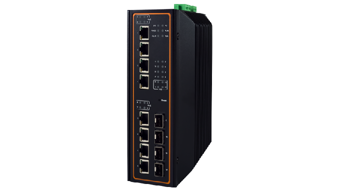 12-Port High-Bandwidth Industrial Managed Gigabit PoE Switch Designed to be adaptive, with unprecede...