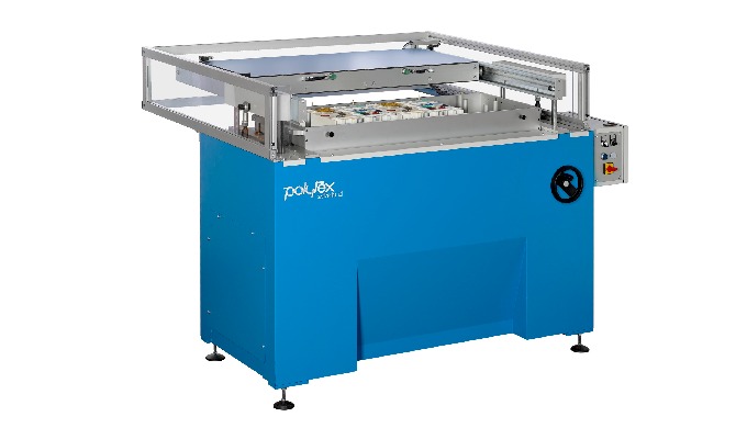 Universal-Klebemaschine für die Produktion von Farbkarten mit einzelnen, flach geklebten Mustern. Ei...