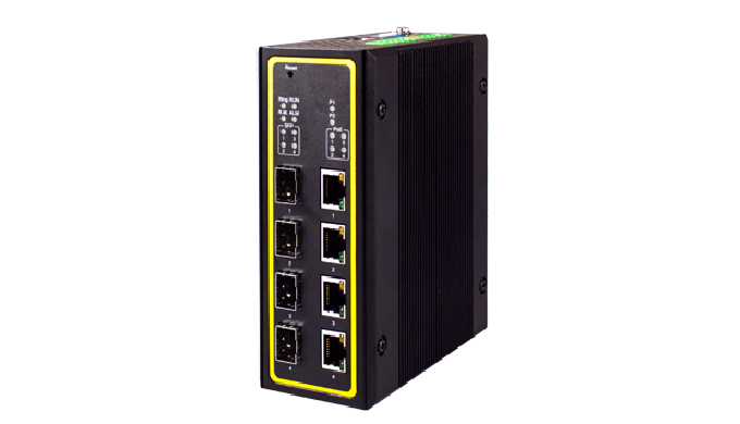8-Port Industrial Layer-3 Managed Gigabit PoE Switch, Profinet certified, DIN-Rail Mount The EHG7608...