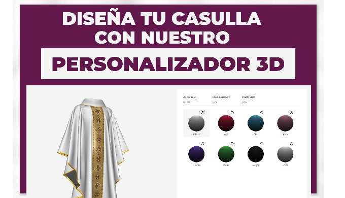 Bienvenido a nuestro configurado, en el cuál podrás diseñar tu propia casulla, eligiendo entre los d...