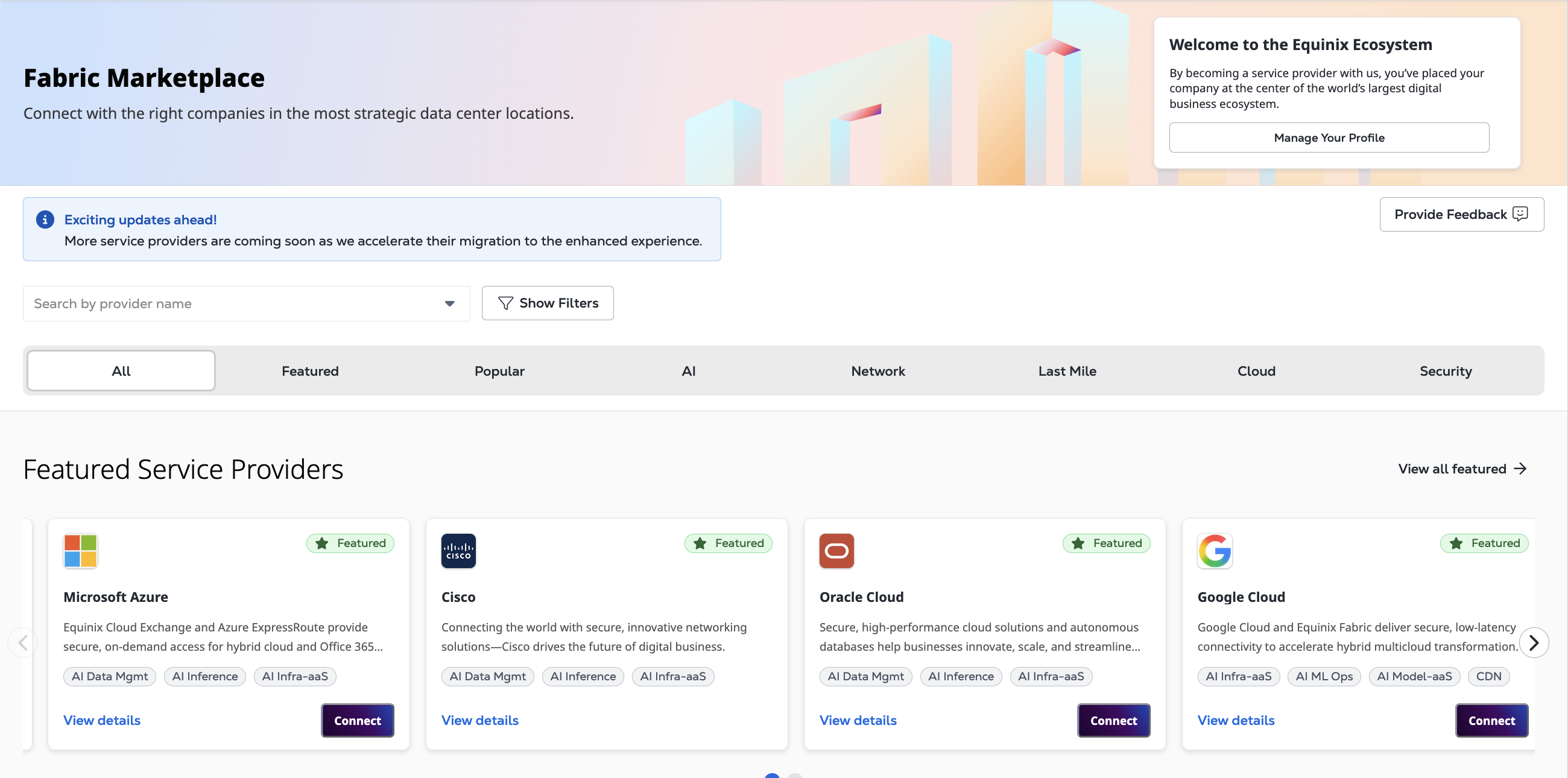 Equinix Fabric enables instant, secure, and low-latency connectivity betwee...