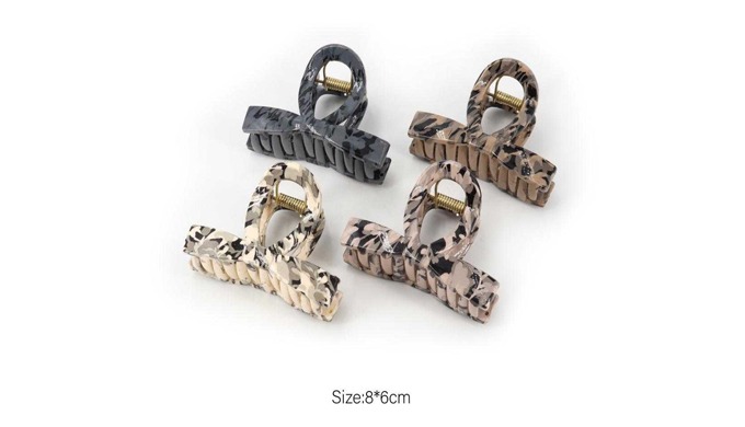 An 8cm hair claw clip with a variety of patterns and colors to add a stylish touch. Features a sturd...
