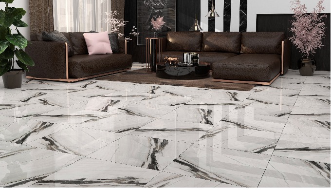 Le modèle avec ses différentes faces au design luxueux en noir et blanc forme un tableau artistique ...