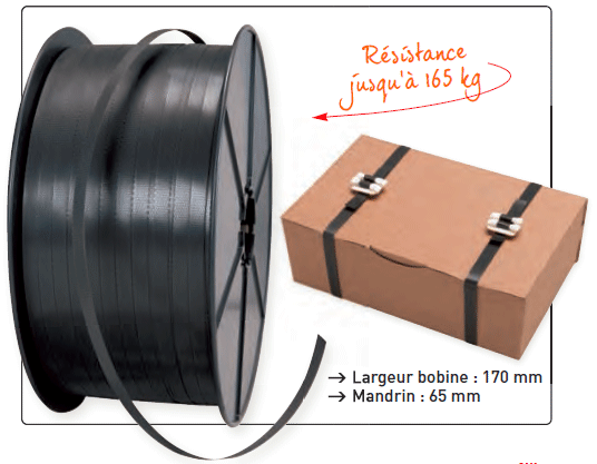Feuillard polypropylène manuel pour cercler paquets, colis et petites palettes. Avec joues plastique...