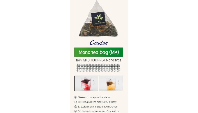 Mono tea bag (MA) Non-GMO 100% PLA Mono type - Clean and transparent material - Silk-like gloss and ...