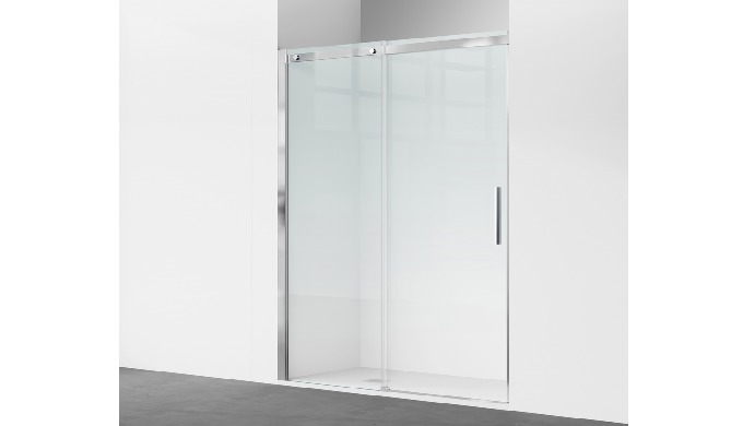 C20 walk-in shower screen with 8mm tempered safety glass (EN 12150). Open-access design with fixed g...