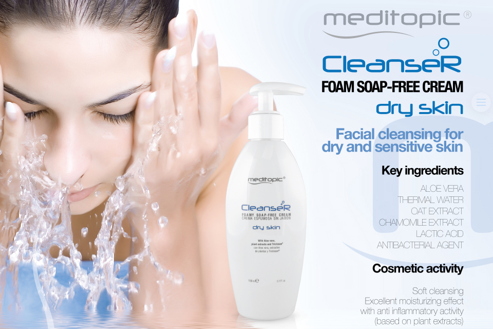 Crema espuma sin jabón, limpieza facial para pieles secas y sensibles