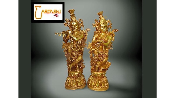 Statues Krishna Radha. Item code: AMM1150. Statues Krishna - Radha pair, crafted in pure brass. Fini...