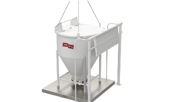 Stainless steel hoppers and tanks.