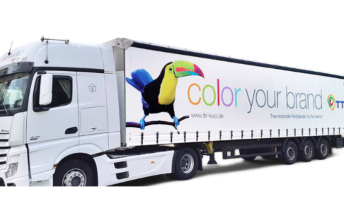 Thermal-transfer foils in your corporate color. Anyone can do black. Color print catches eyes. That'...