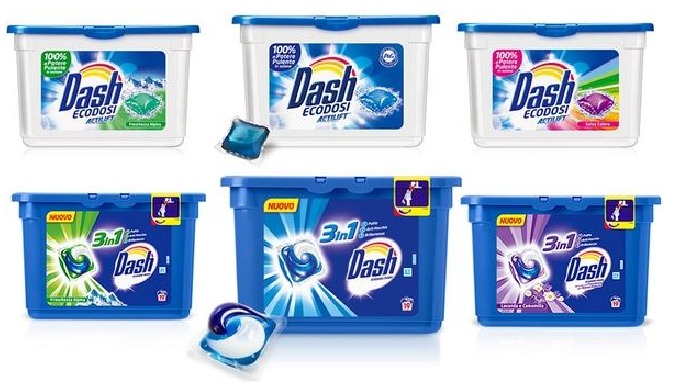 Ulepsz rutynę prania swoich klientów dzięki kapsułom Dash All-in-1 i płynnym detergentom. Dash oferu...
