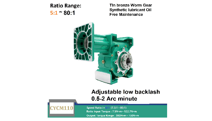 CHENYUE Adjustable Backlash High Precision 0.5-2 Arcminute Worm Gearbox CYCM110 Free Maintenance Output Way: CR