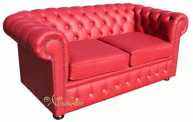 Chesterfield Swarovski Crystallized Red Diamond Leather Sofa Offer By Winchester Leathers Ltd