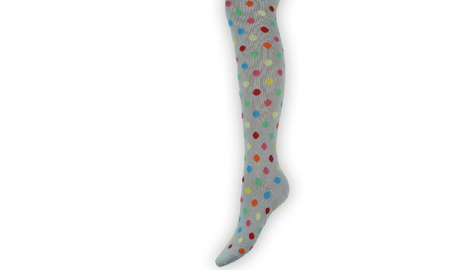 Girl tights with colored dots. Soft combed cotton.