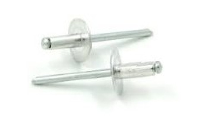 Wide-brimmed aluminum rivet.