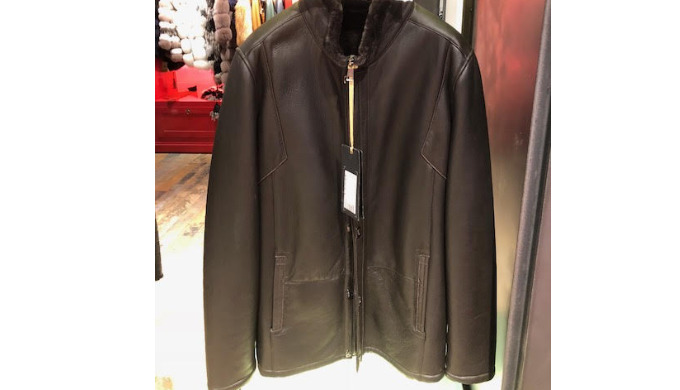 male brown shearling furry jacket